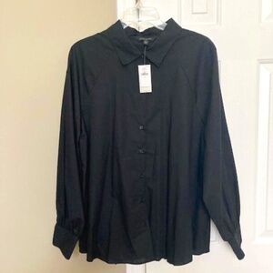 Banana Republic Pleat-Back Poplin Shirt, BLACK XL